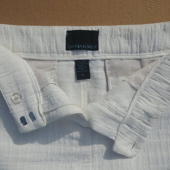 Cynthia Rowley white cotton blend textured skirt back slit sz 6 - Picture 2 of 9